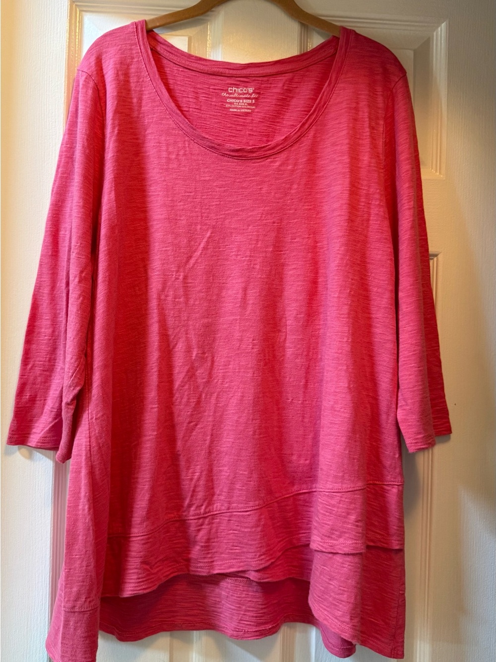 CHICO’S Ultimate Tee Layered Hemline 3/4 Sleeve Tunic-Size 3 (XL)
